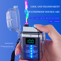 Briquet plasma USB d'extérieur au design moderne Double arc coupe-vent avec corps transparent Nouvelle technologie Allume-cigare