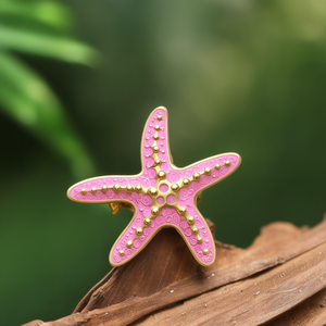 แหวนรูปปลาดาว สแตนเลส 316L ชุบทอง PVD สีชมพูเคลือบเงา เครื่องประดับแฟชั่น - Product Image 3