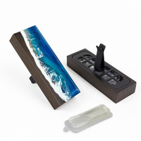 Diffuseur de parfum pour voiture en bois massif, motif vague océanique créative, micro-paysage marin, cadeau culturel personnalisable