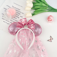 Serre-tête Oreilles de Souris DAMAI Bleu, Serre-tête Princesse à Paillettes, Oreilles de Souris pour Fête de Noël, Accessoires de Costumes de Cosplay