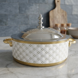 Casserole moderne de luxe en acier inoxydable, 24 cm de diamètre, avec couvercle et poignées en acier inoxydable, revêtement émaillé - Product Image 2