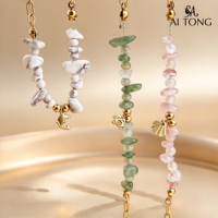 Bracelet en acier inoxydable plaqué or 18 carats étanche avec breloques en pierres naturelles et coquillages pour femme - Vente en gros, OEM, ODM