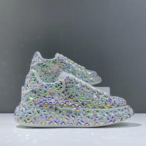 Newest Classic Sparkling Diamond Casual Shoes Trend High Top Thick Sole Rhinestone Shoes Women Elevated Old <strong>Daddy</strong> Shoes - Product Image 1
