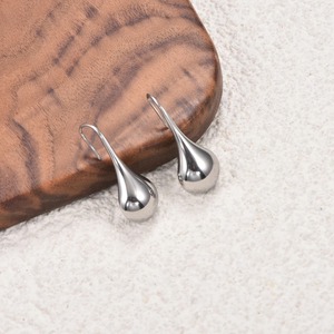 1 Paire de Boucles d'Oreilles Clous Goutte d'Eau en Acier Inoxydable Plaqué Or et Argent, Inoxydables, Polies, pour Femme, Accessoire de Bijouterie - Product Image 3