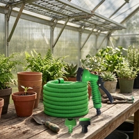 Enrouleur de tuyau PVC professionnel avec commande de précision, débit d'eau réglable, brume douce, jet puissant, tuyau de 15 m pour l'arrosage du jardin