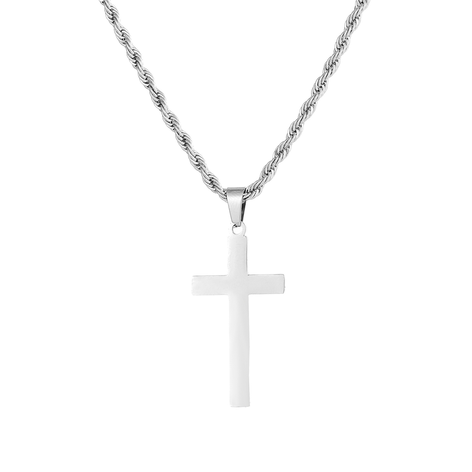 Outer hole cross twist chain silver