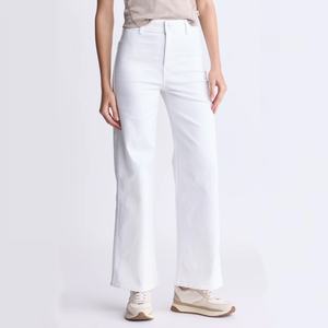 Jeans Rectos de Cintura Alta para Mujer, Blancos, Personalizados OEM/ODM, 100% Algodón, Pantalones Vaqueros de Moda - Product Image 1