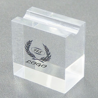 Support de stylo en acrylique transparent massif à fente unique, gravable, pour bureau, avec logo personnalisé