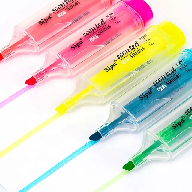 SH808S surligneur couleurs pastel pointe ciseau stylo marqueur adultes enfants fournitures scolaires avec grand réservoir d'encre surligneurs