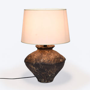 Handcrafted Wabi-Sabi Ceramic <b>Table</b> Lamp with Linen Lamp Shade Boho Farmhouse Nightstand Lamp for Bedroom Living Room Hotel - Product Image 1