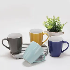 Wholesale colorful mug cup white porcelain mugs with glaze for drinking drum shape coffee ceramic gift mug