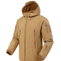 Veste Softshell Homme Personnalisée avec Logo, en Peau de Requin, Imperméable Teflon, Doublure Polaire, Capuche, Fermeture Éclair, Vente en Gros Usine, OEM