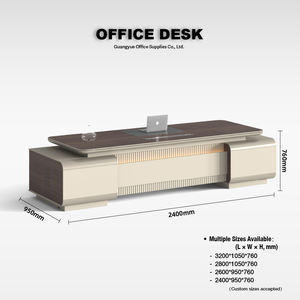 โต๊ะทำงานผู้บริหารไม้ พร้อมระบบไฟฟ้าในตัว พื้นที่ทำงานกว้าง และที่เก็บของแบบมีกุญแจสำหรับสำนักงานองค์กรสมัยใหม่ - Product Image 5