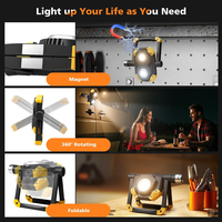 Lampe de travail LED rechargeable, magnétique, 5 modes, rotative à 360° et pliable, étanche pour garage, chantier, camping, réparation automobile