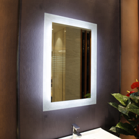 Miroir de salle de bain rectangulaire rétroéclairé par LED avec horloge LED, capteur tactile, anti-buée, certifié ETL, taille personnalisée pour usage hôtelier