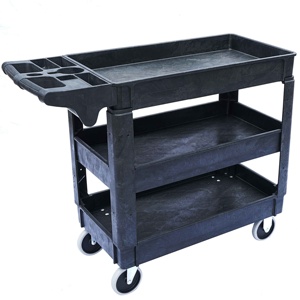 2 Tray Plastic Heavy Rolling Multi-Function Service Cart Utility Cart
