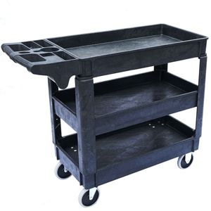 Service Cart 2 Tray Plastic Heavy Rolling Multi-Function Service Cart Utility Cart