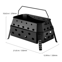 Brasero de camping pliable et détachable en acier au carbone, foyer portable et repliable pour l'extérieur, cuve à bois avec trous d'aération