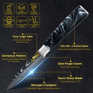 سكين تقشير الفواكه الياباني مصنوع من المعدن الكربوني الدمشقي المقاوم للصدأ مقبض 3 بوصة من الراتنج الأسود والبوسديان سكاكين تقشير الفواكه مع علبة هدايا - Product Image 3