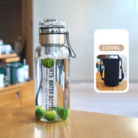 Bouteille d'eau de voyage personnalisée en verre borosilicate transparent incassable et recyclable avec infuseur à thé en acier inoxydable
