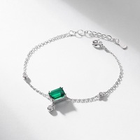Bracelet en émeraude de culture, argent sterling 925 plaqué rhodium, bracelet à maillons sertis d'émeraudes pour femmes
