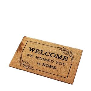 Paillasson rectangulaire motif floral en fibre de coco antidérapant pour entrée de maison avec message de bienvenue - Product Image 2