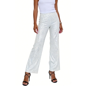 Pantalon large à sequins multicolores pour femme - Taille élastique, pantalon de soirée tendance - Product Image 2
