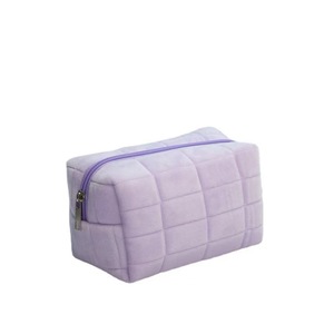 Small Plush Cosmetic Bag – Portable Travel Toiletry Pouch, Solid Color Zipper Makeup Organizer – for Lipstick, Brushes, Skincare - Product Image 2