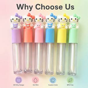 ISMAN <span class=keywords><strong>Tubes</strong></span> de brillant à lèvres vides de 3 ml, motif chaton de dessin animé, contenants mignons pour huile à lèvres en forme d'animal, emballage de maquillage pour enfants, logo personnalisé - Product Image 3