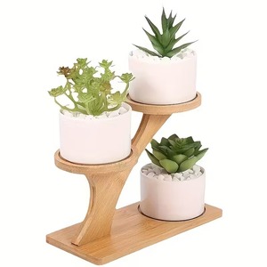 Étagère de présentation élégante à 3 niveaux <span class=keywords><strong>en</strong></span> bambou, durable et écologique, pour la maison et le <span class=keywords><strong>jardin</strong></span>, support pour plantes succulentes et petites plantes <span class=keywords><strong>en</strong></span> pot - Product Image 1