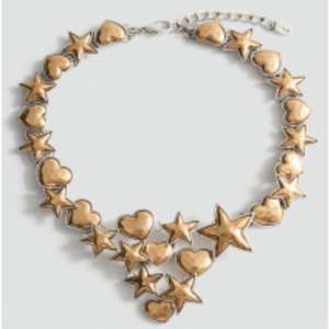 Kaimei 2025 joyería de moda dos tonos oro y plata efecto mate corazón estrella gargantilla Collar collares moda Vintage collares - Product Image 4