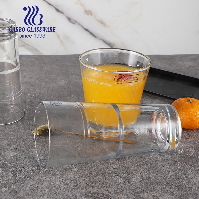 Europe supermarket classic style highball glass cup bamboo joint engraving design glass tumbler series with 4 sizes mass produce