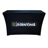 Housse de table extensible personnalisée avec logo imprimé, pliable, infroissable et lavable, pour publicité textile