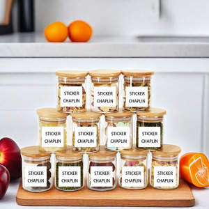 Xi lanh kín không khí nhà bếp chặt chẽ thủy tinh gia vị Jar container với nắp tre kính tròn bể chứa - Product Image 3