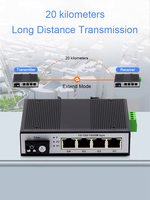 Convertisseur de média industriel à fibre optique, commutateur Ethernet 1 SC 4 ports RJ45 100M, montage sur rail DIN, 100 Mbps, convertisseur de média 4 RJ45 vers SC