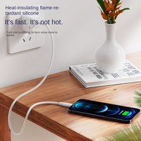Câble plat en nylon Tonetron Fast Charge PD pour iPhone 13/12/11 Pro Max, certifié MFI, sortie 5V/2.4A, port Type-C 20W
