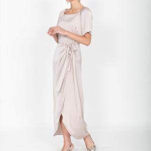 ชุดเดรสผ้าไหมสไตล์ฝรั่งเศสทรงหรูหรา กระโปรงทรงไม่สมมาตร ผ้าไหมชาร์มูส ชุดราตรีและชุดออกงาน - Product Image 3