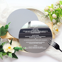Carte de menu ronde en acrylique, gravée sur mesure, pour mariage, dîner, assiettes, marque-place personnalisé pour événement de mariage