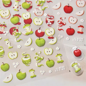 कम कीमत वाले मीठे मैनीक्योर फल स्टिकर वाले सेब के साथ सेब कला चारपाई सजावट थोक - Product Image 5