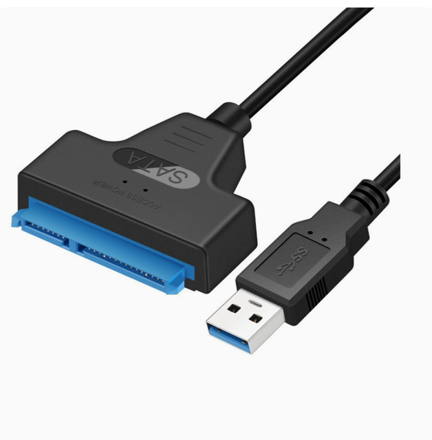 USB to SATA Hard Drive Adapter Cable for Desktop and Laptop Computers, Converting Optical Drives, Mechanical Drives, and SSDs.