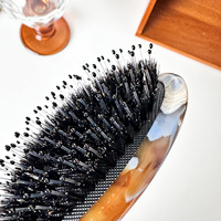 Brosse à cheveux démêlante en poils de sanglier végétaliens avec logo personnalisé, peigne en acétate pour cheveux humides, secs, épais et bouclés, pour lisser et donner de la brillance