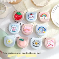 Boîte à broderie miniature au design de dessin animé mignon, kit de couture portable créatif pour l'extérieur, la résidence universitaire et la maison, accessoires de broderie
