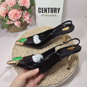 9CM/7CM Talons Chic Slingback Closed Toe Sexy Shoes <b>Pumps</b> Black Heels for Women Ladies - Product Image 6