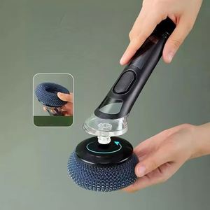 Portable Kitchen <b>Brush</b> Long Handle Liquid Dishes <b>Brush</b> Replaceable Head No Dirty Hands Cleans Kitchen Utensils Cutlery Sinks - Product Image 3