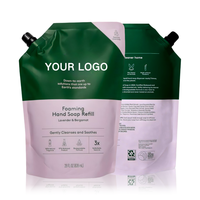 Sac d'emballage de recharge de détergent à lessive liquide debout en plastique réutilisable imprimé personnalisé sac à bec verseur avec pochette