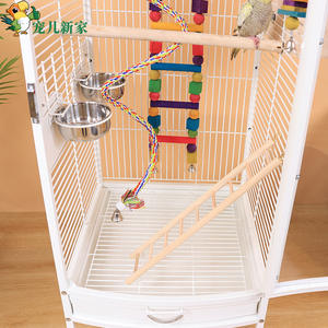 Şeffaf Görünümlü Büyük Zarif ve Dayanıklı Ferforje Oyun Alanı Tüneği Üstten Tırmanma Merdiveni Kuş Papağanı Döner Kafes - Product Image 4