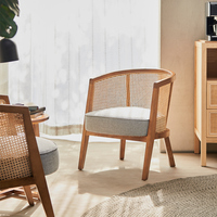 Fauteuil d'appoint moderne en bois massif de style nordique, design français, fauteuils en rotin pour salon, bureau, balcon