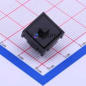 320.02E11BLK Push Button Switch Through hole Component (THT) Switch Square Button Through Hole 25mA 50V - Product Image 1
