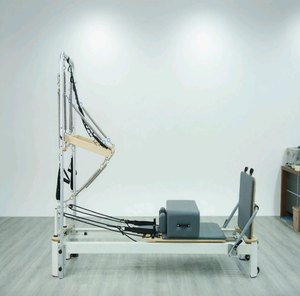 Reformer de Pilates de Aluminio con Torre Plegable, Equipo de Estudio <span class=keywords><strong>en</strong></span> Casa para Entrenamiento de Core con Resortes Premium, Seguro - Product Image 1
