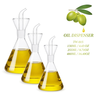 Collection de cruches à huile entièrement en verre 130-480 ml (4,40-16,23 oz) – Ensemble multi-tailles avec bec verseur givré, sans métal, sans plastique